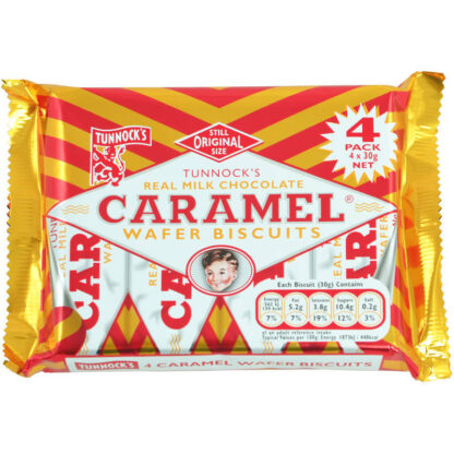 Tunnock's Biscotti Wafer con Cioccolato e Caramello 4pz