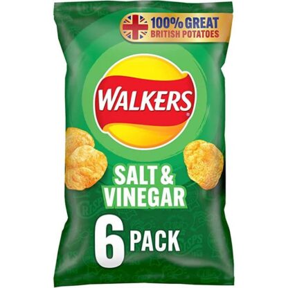 Walkers Salt & Vinegar Crisps 6x25g - best before 19-07-25