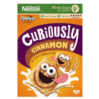 Nestle Curiosly Cinnamon Cereali alla Cannella 375g da consumarsi preferibilmente entro 09/2025