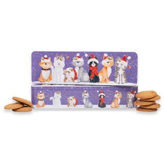 Farmhouse Biscuits Scatola di Latta di Biscotti Inglesi con 'Gatti Natalizi' 225g