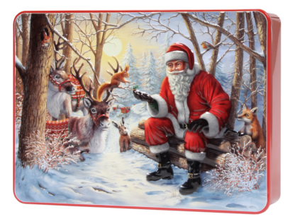 Bramble Santa Forest Embossed Tin with Biscuits 300g
