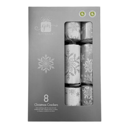 Giftmaker Silver "Snowflakes" Christmas Crackers 8pcs (30 cm)