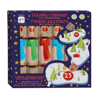 Giftmaker Confezione da 6 Christmas Crackers a forma di Renna Saltellante