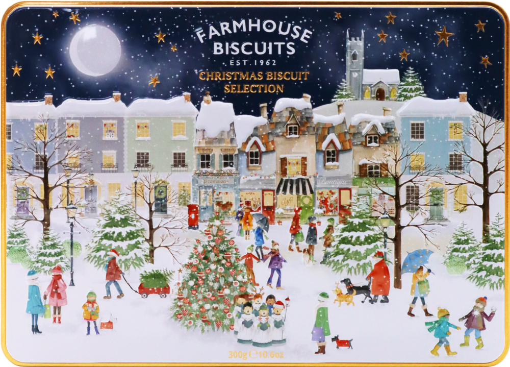 Farmhouse Tin Box Xmas Village scene 300g