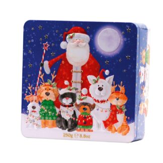 Farmhouse Biscuits Biscotti  In Latta Natalizia Con Babbo Natale, Gatto E Cane 250 g